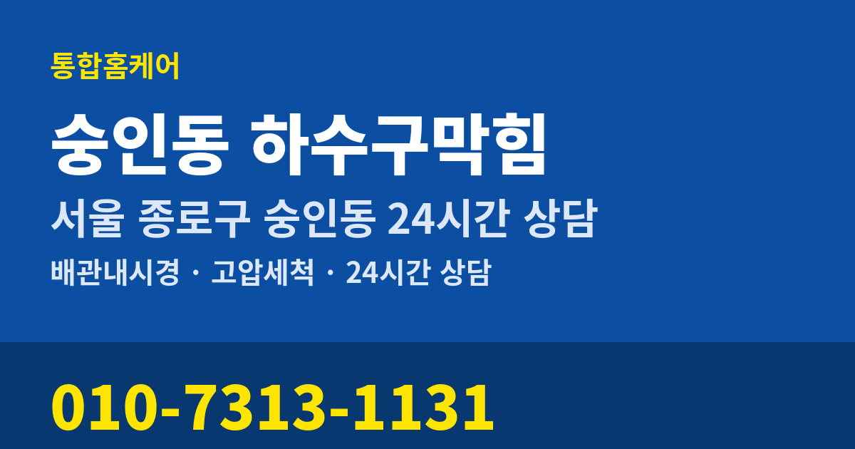 숭인동 하수구막힘 통합홈케어 010-7313-1131